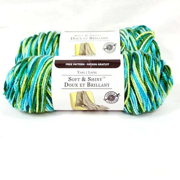 Loops & Threads Soft & Shiny Yarn Blue Lagoon Acrylic - Two New Skeins - Picture 1 of 6